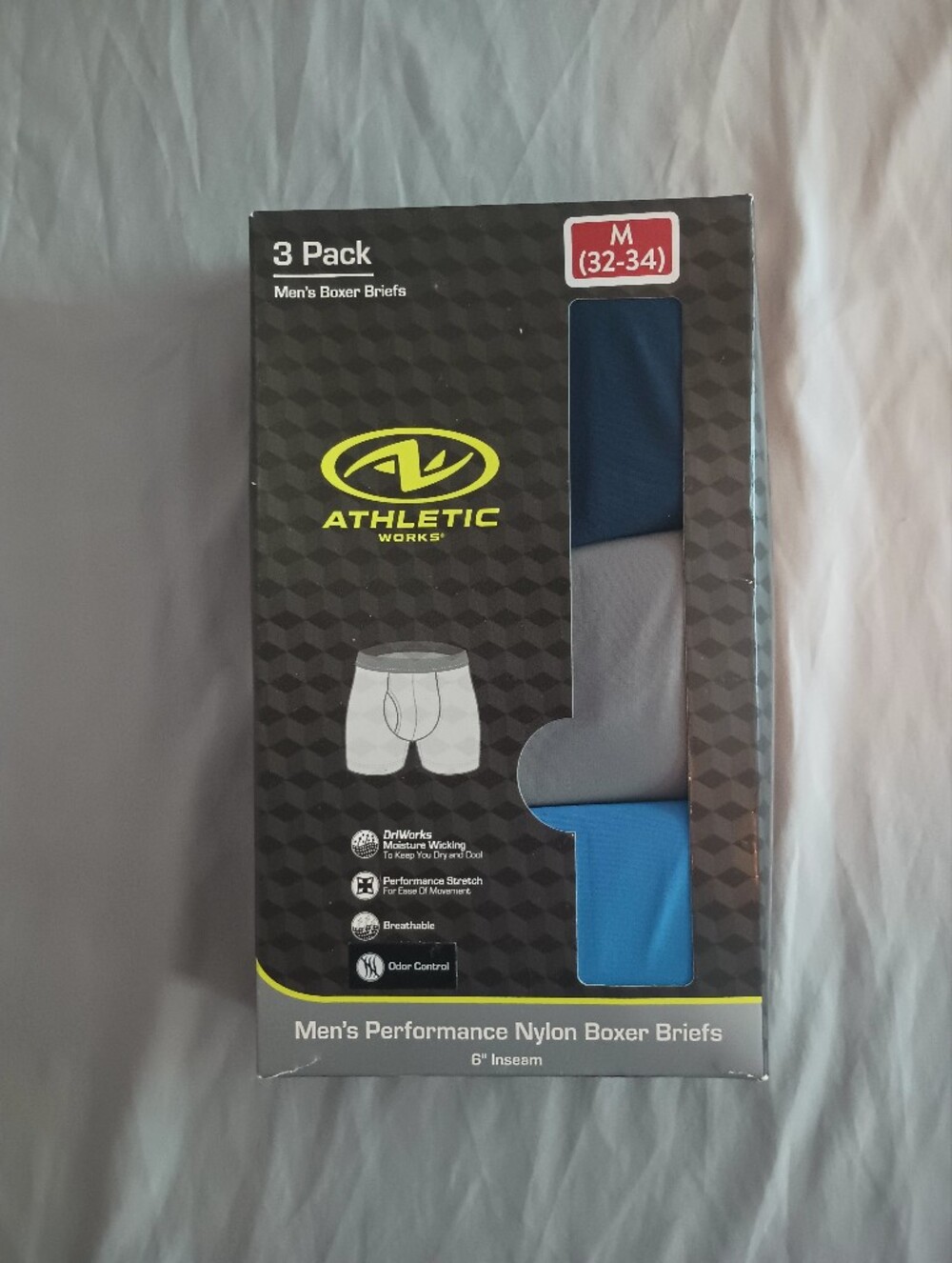 Athletic Works Men's Performance Nylon Boxer Briefs Underwear